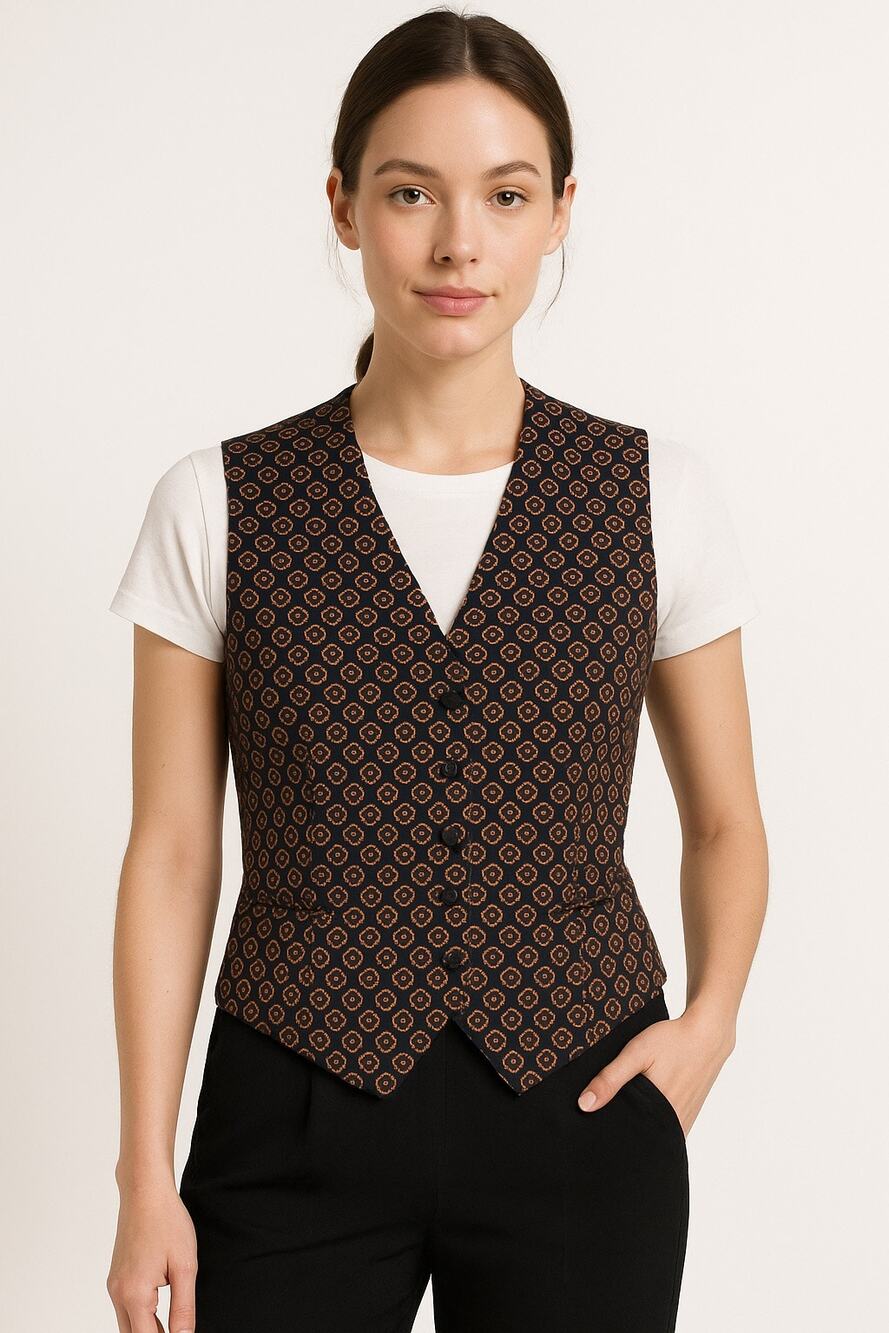 Medallion printed Alfred Dunner Formal preppy vest with pockets 8